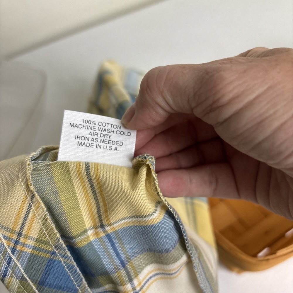 Longaberger Bread Basket Set Basket Plaid Fabric Liner Regular Protector 1997 - Picture 10 of 13